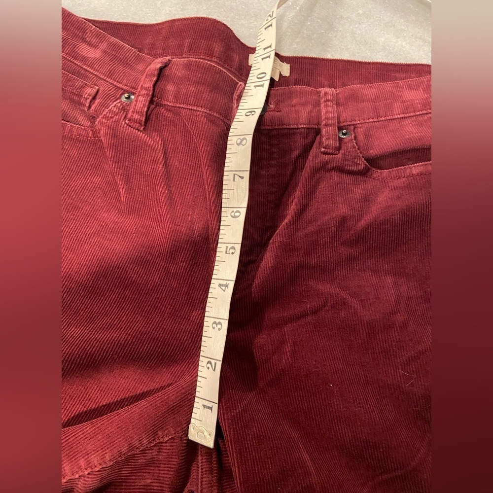 J. Crew Size 10 Burgundy Cotton Stretch Zip Up Straight Leg Corduroy Pants - Picture 9 of 10